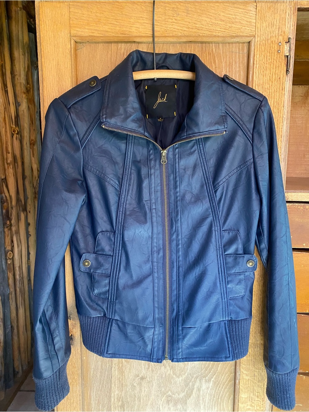 Jack Navy Faux Leather Jacket